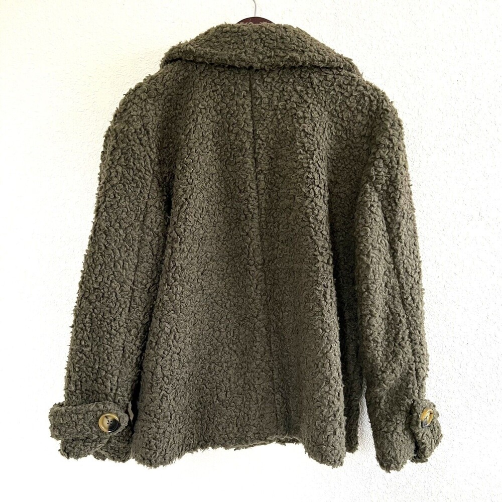 Free People So Soft Sherling Teddy Jacket Size S Green - Picture 2 of 8